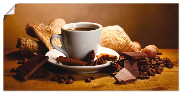 Artland Wandbild »Kaffeetasse Zimtstange Nüsse Schokolade«, Getränke, (1 St günstig online kaufen
