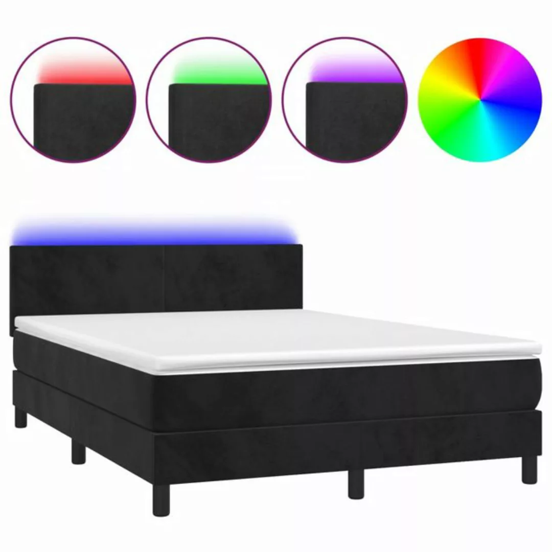 vidaXL Boxspringbett Bett Boxspringbett mit Matratze & LED Samt (140 x 190 günstig online kaufen