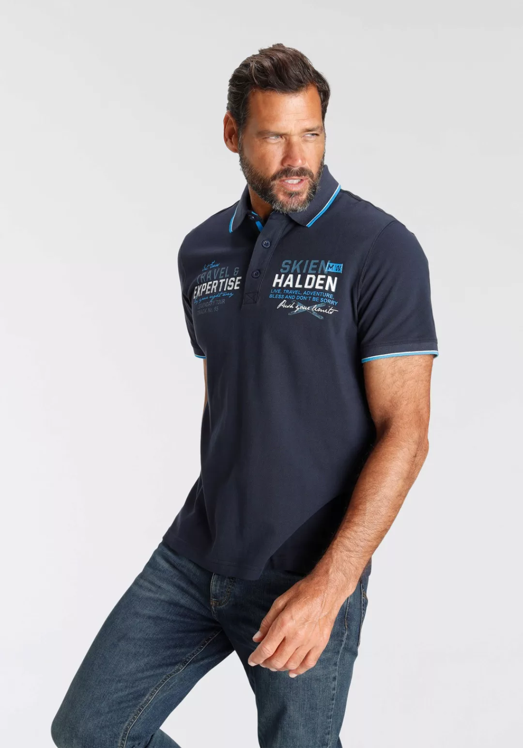 Man's World Poloshirt Kurzarm, bedrucktes Design, Polokragen, aus Baumwolle günstig online kaufen