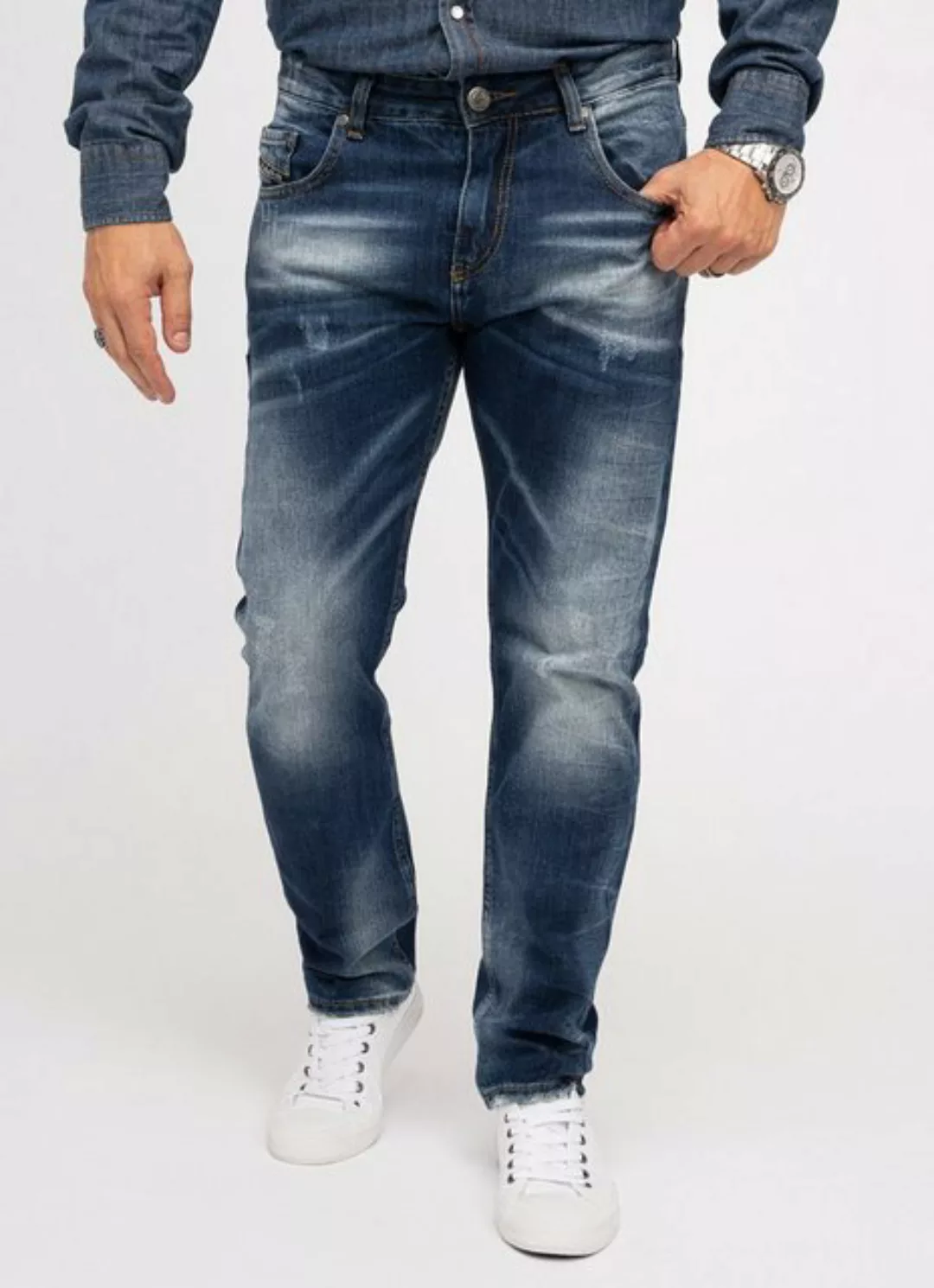 Indumentum Regular-fit-Jeans Herren Jeans Stonewashed Dunkelblau IR-503 günstig online kaufen