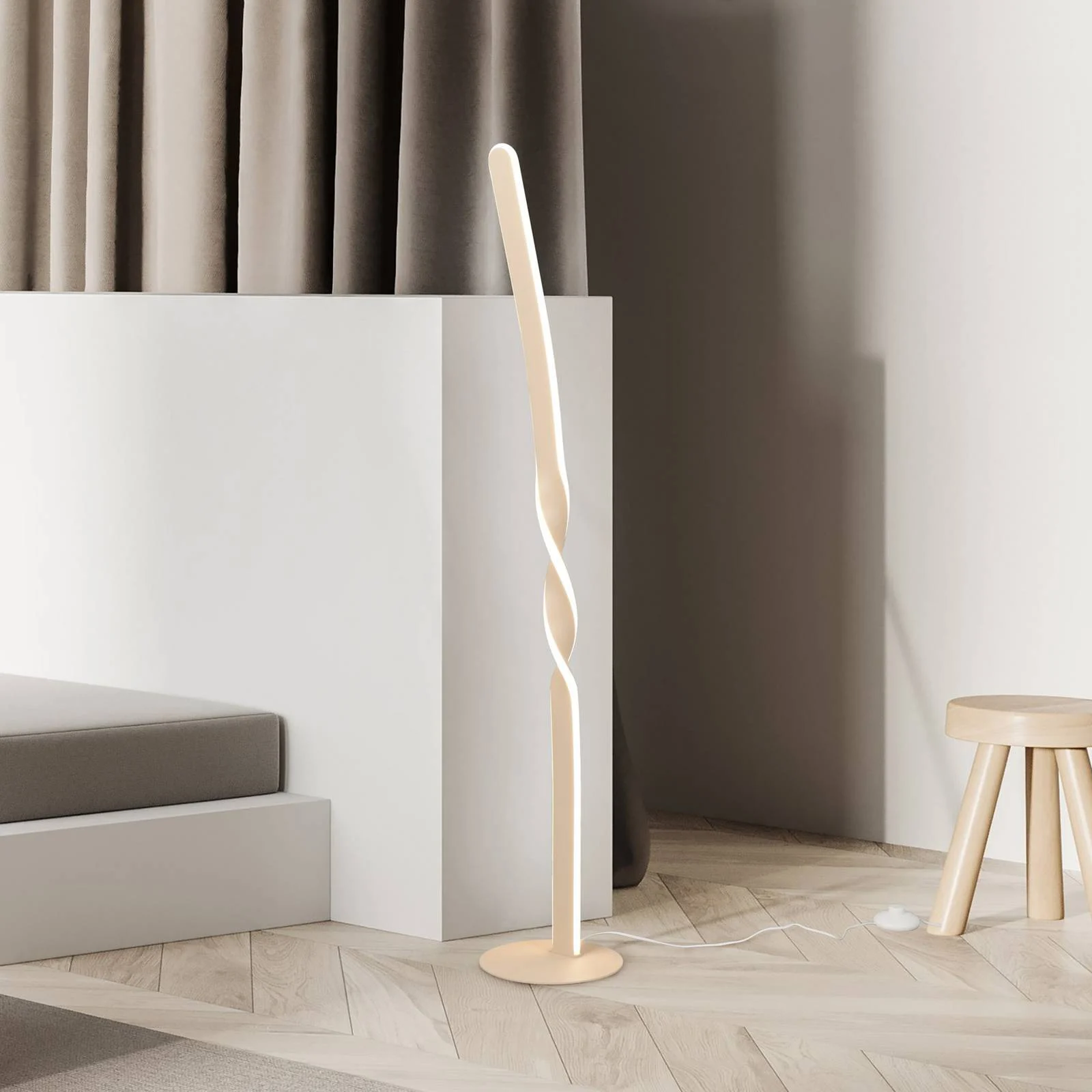 LED-Stehleuchte Ginko, sand, Metall, Höhe 110 cm günstig online kaufen