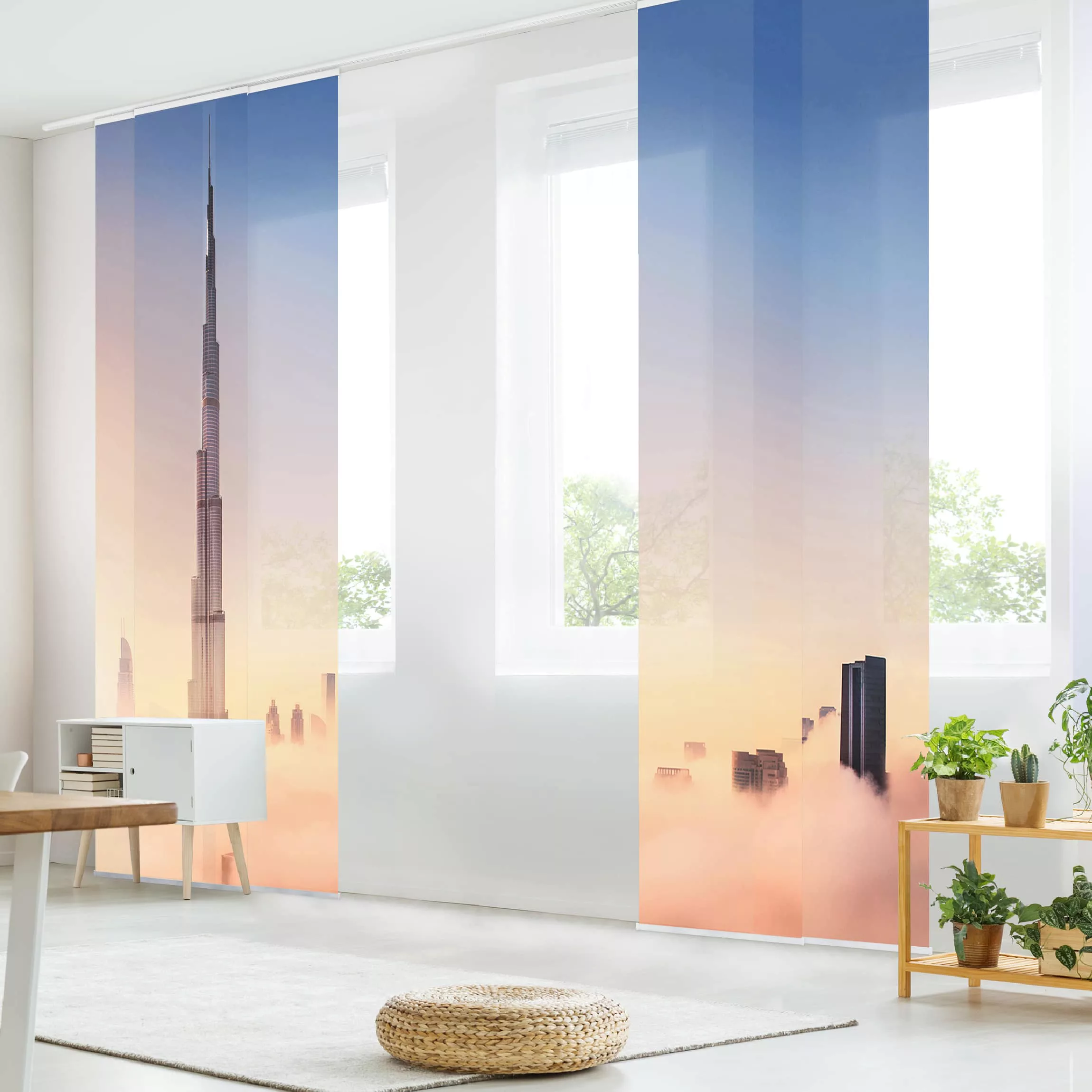 Schiebegardine Set Himmlische Skyline von Dubai günstig online kaufen