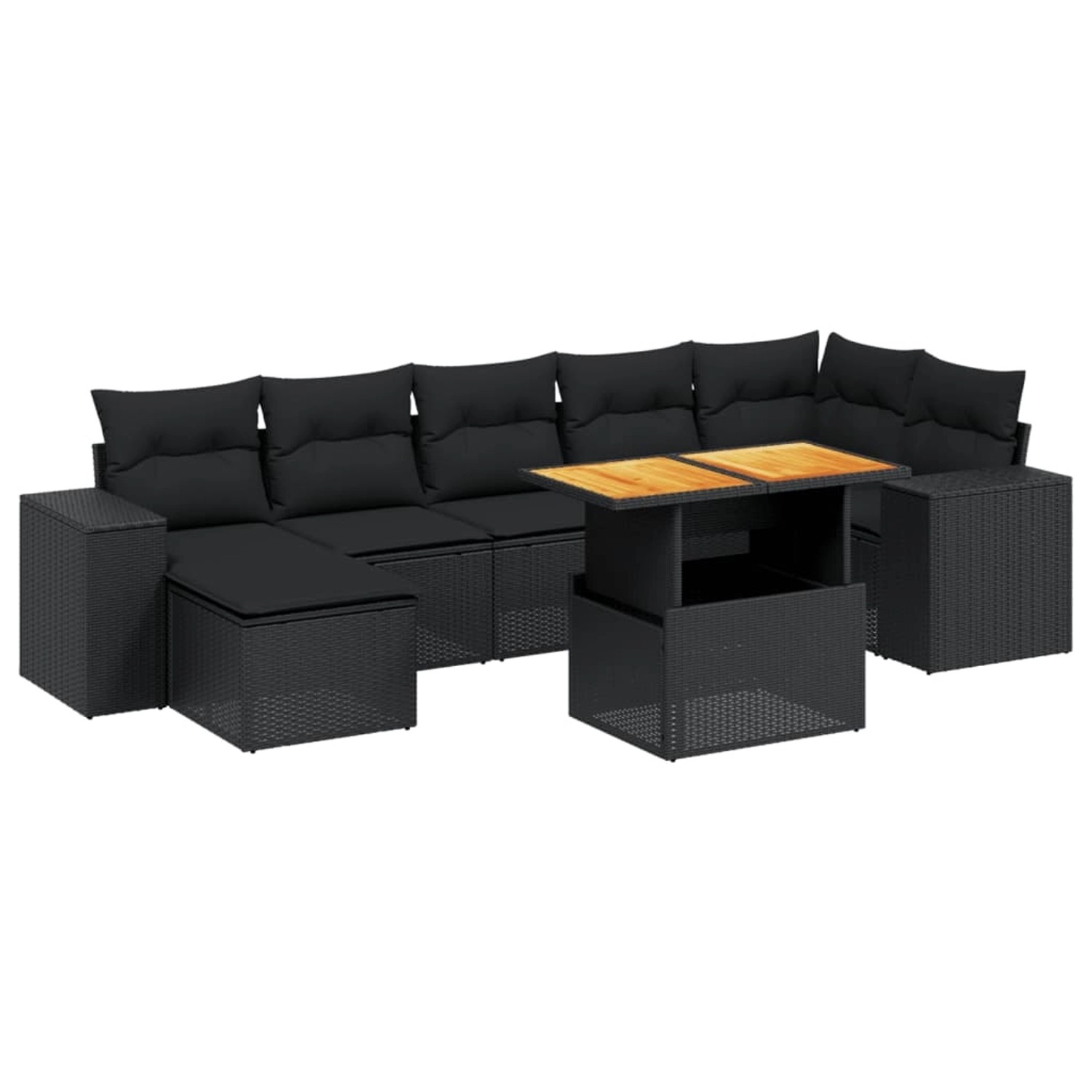 vidaXL 8-Tlg Garten-Sofagarnitur mit Kissen Schwarz Poly Rattan 3272742 günstig online kaufen
