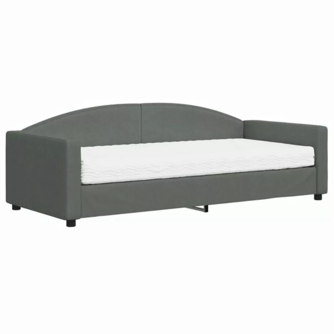 furnicato Bett Tagesbett mit Matratze Dunkelgrau 90x200 cm Stoff (1-tlg) günstig online kaufen