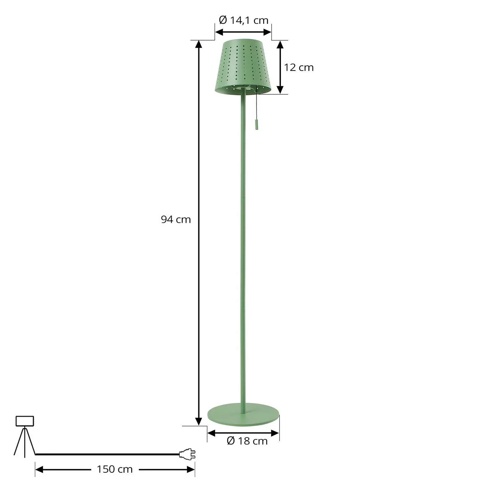 Lindby LED-Solar-Stehleuchte Hilario, grün, Eisen, Akku günstig online kaufen