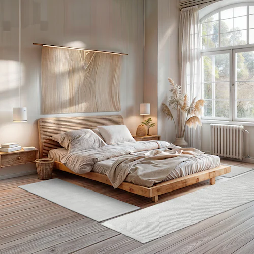 my home Bettumrandung »Wolltraum Pur«, (Set, 3 tlg.), Wendeteppich, handgew günstig online kaufen