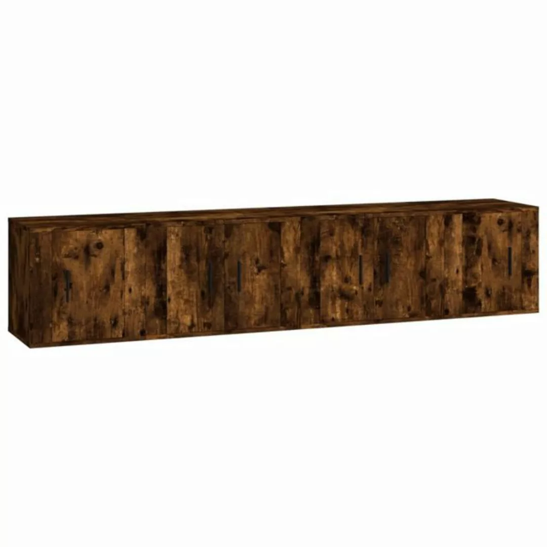 furnicato TV-Schrank 4-tlg. TV-Schrank-Set Räuchereiche Holzwerkstoff (4-St günstig online kaufen