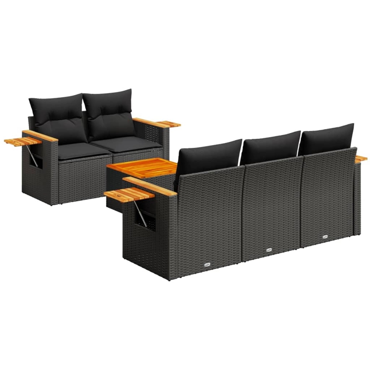 vidaXL 6-Tlg Garten-Sofagarnitur mit Kissen Schwarz Poly Rattan 3226622 günstig online kaufen