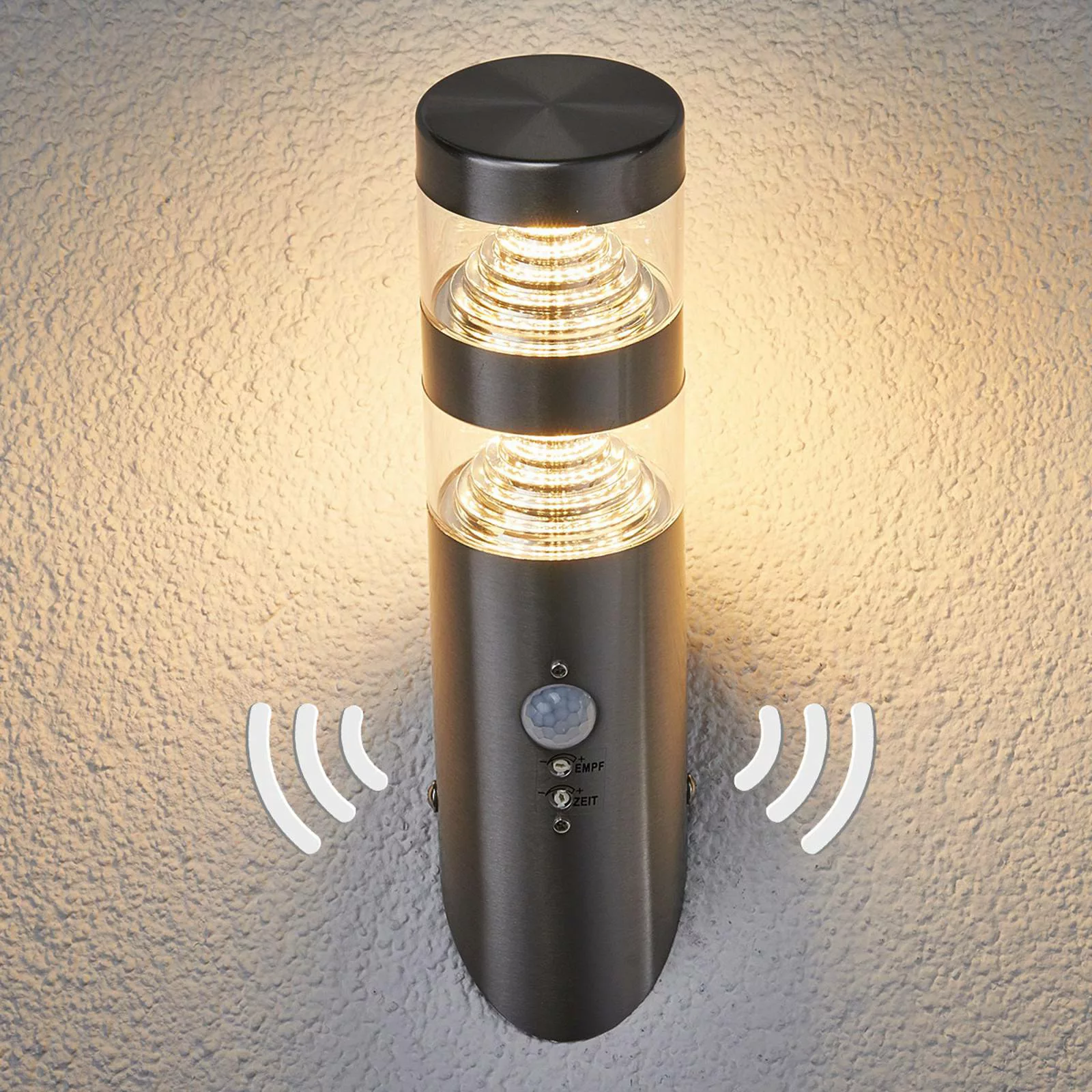 LED-Edelstahl-Außenwandleuchte Lanea schräg Sensor günstig online kaufen