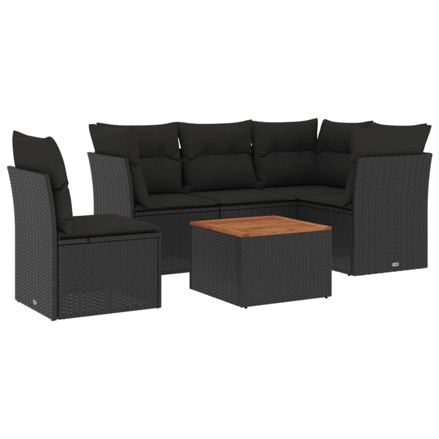 vidaXL 6-tlg Garten-Sofagarnitur mit Kissen Schwarz Poly Rattan Modell 81 günstig online kaufen