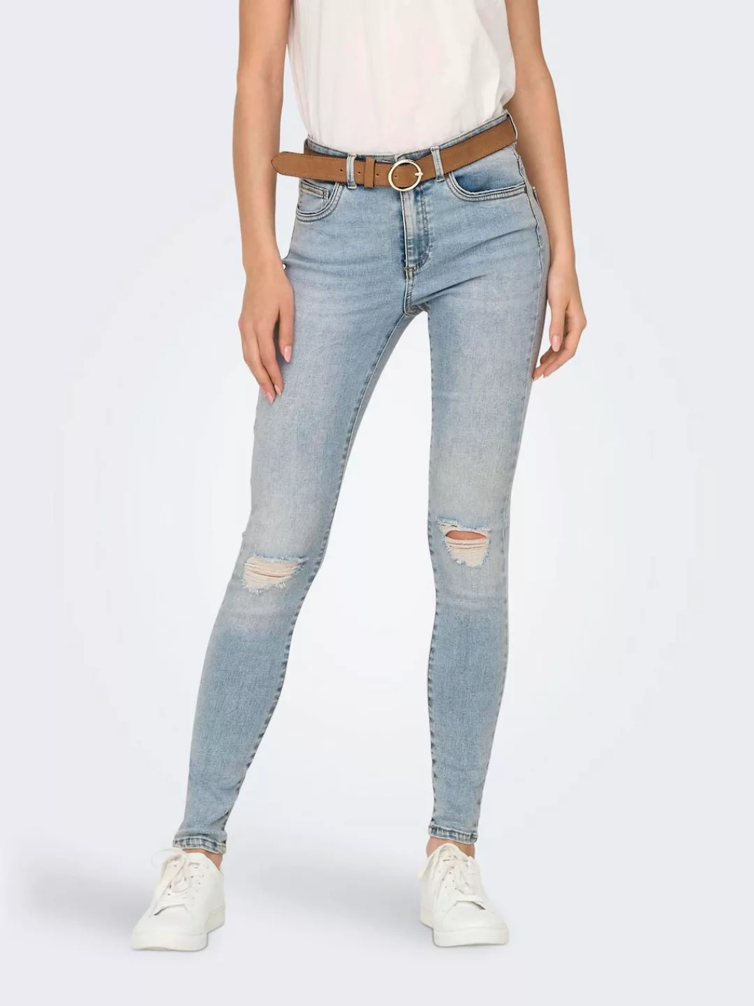 ONLY Skinny-fit-Jeans "ONLWAUW MID WAIST KNEE DES PIM", mit Destroyed Effek günstig online kaufen