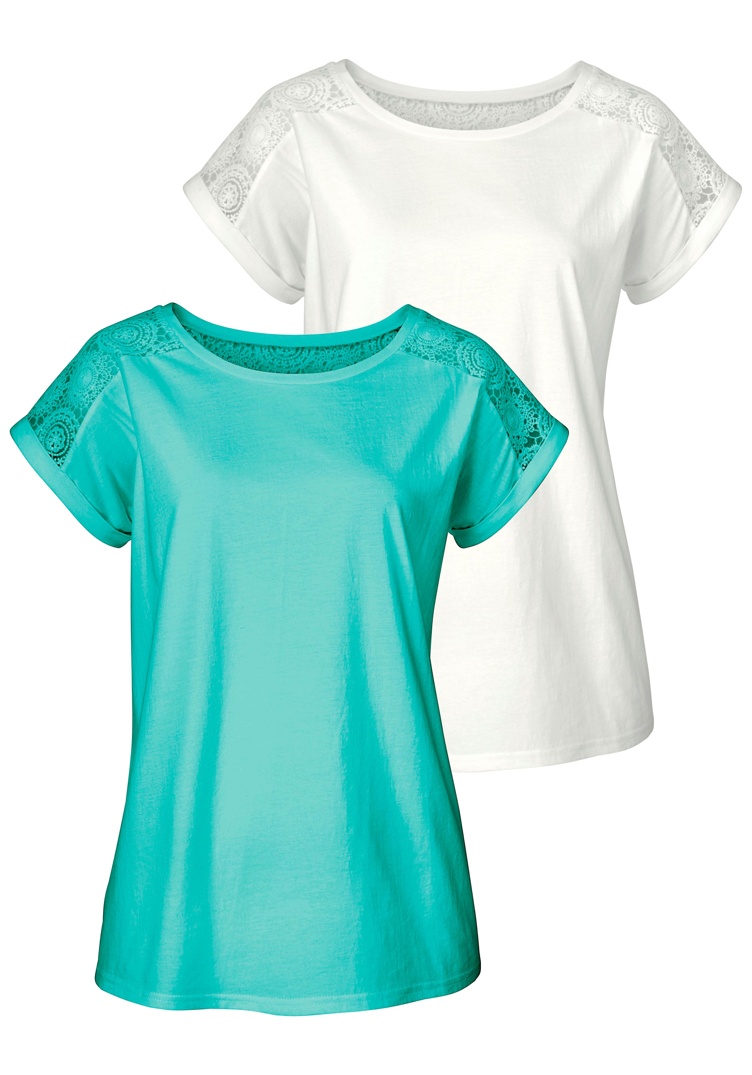 Vivance T-Shirt, (2er-Pack), mit schöner Spitze günstig online kaufen