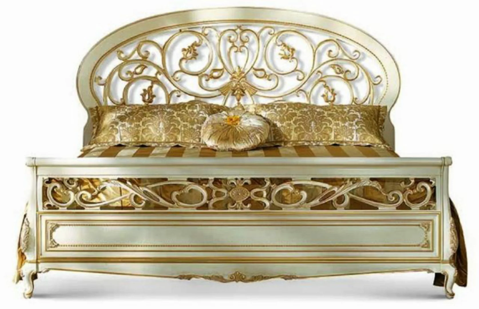 Casa Padrino Bett Casa Padrino Luxus Barock Doppelbett Elfenbein / Gold - M günstig online kaufen