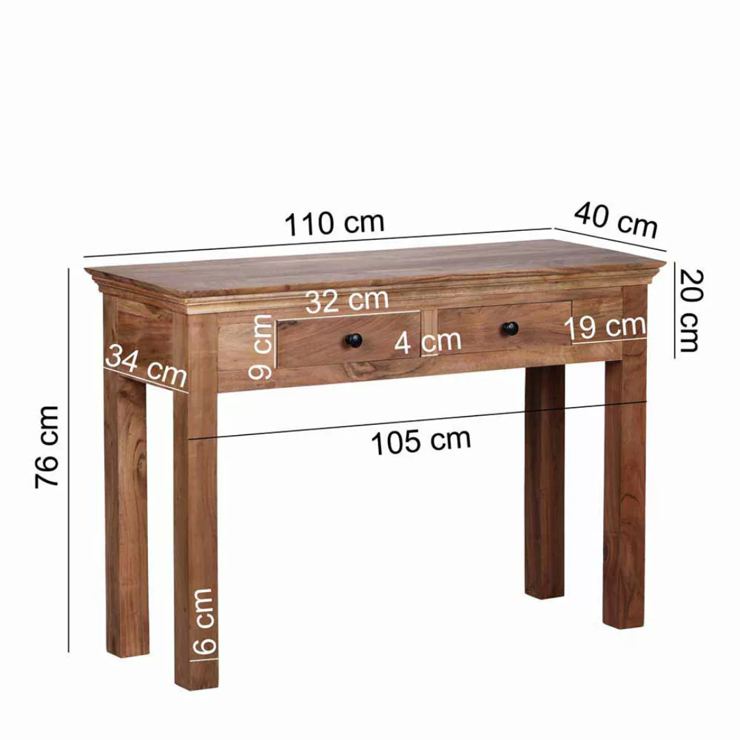 Konsolentisch aus Akazie Massivholz mit Schubladen günstig online kaufen