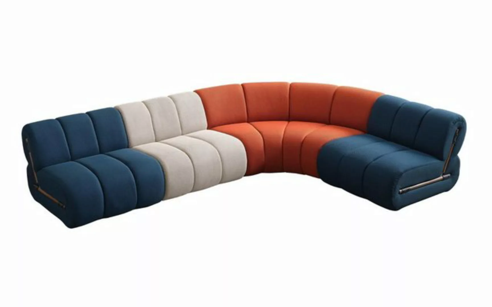 JVmoebel Ecksofa Wohnzimmer Dreifarbiges Ecksofa L-Form Textilcouch Designe günstig online kaufen