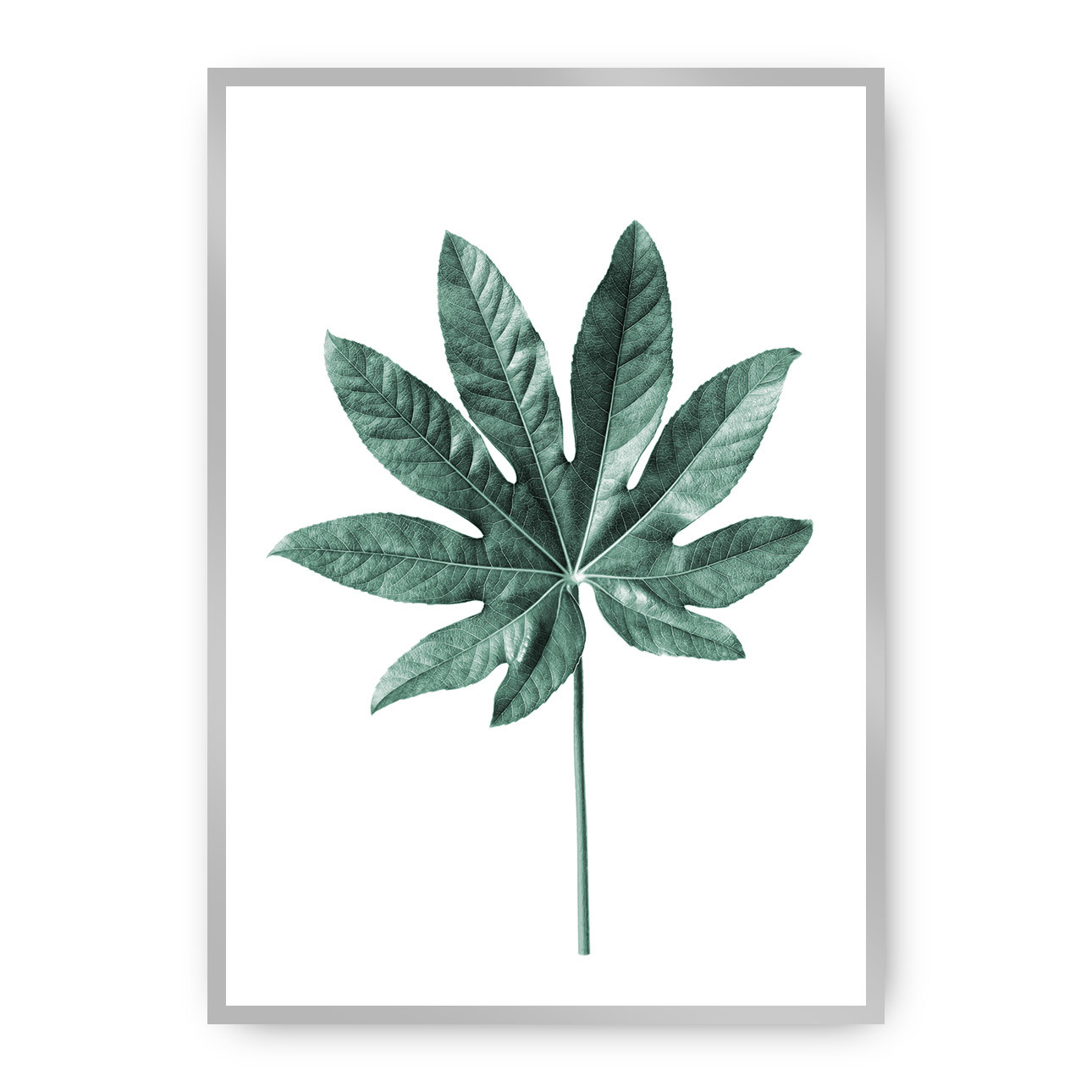 Poster Leaf Emerald Green, 50 x 70 cm, Rahmen wählen: silber günstig online kaufen