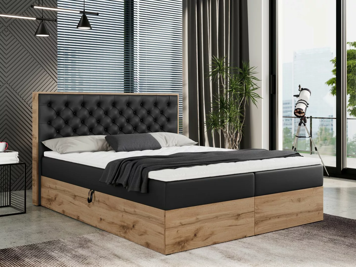 MKS MÖBEL Boxspringbett ALBERO 3, Multipocket-Matratze, Doppelbett, mit Eic günstig online kaufen