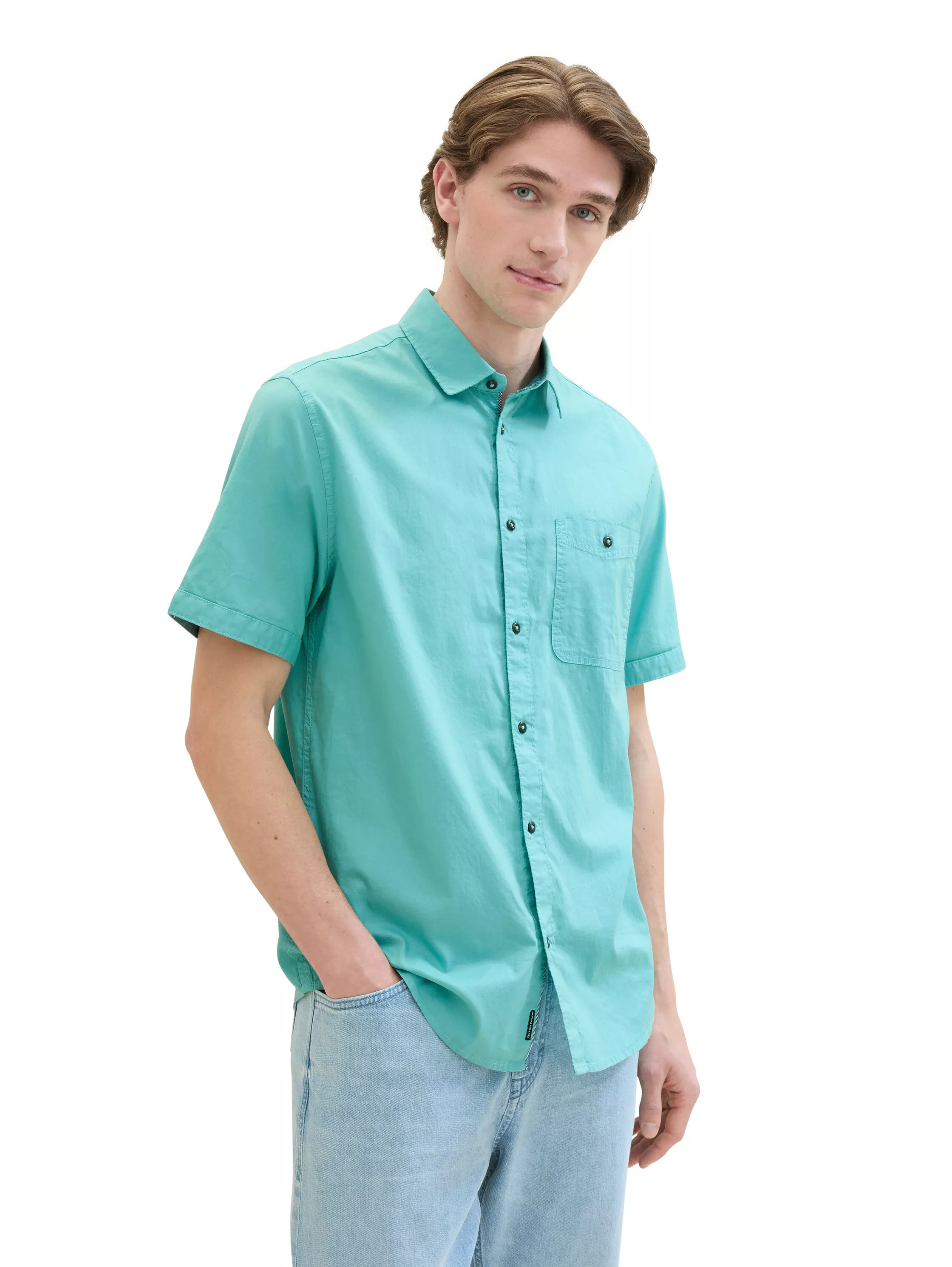 TOM TAILOR Kurzarmhemd, mit kontrastfarbenen Knöpfen günstig online kaufen