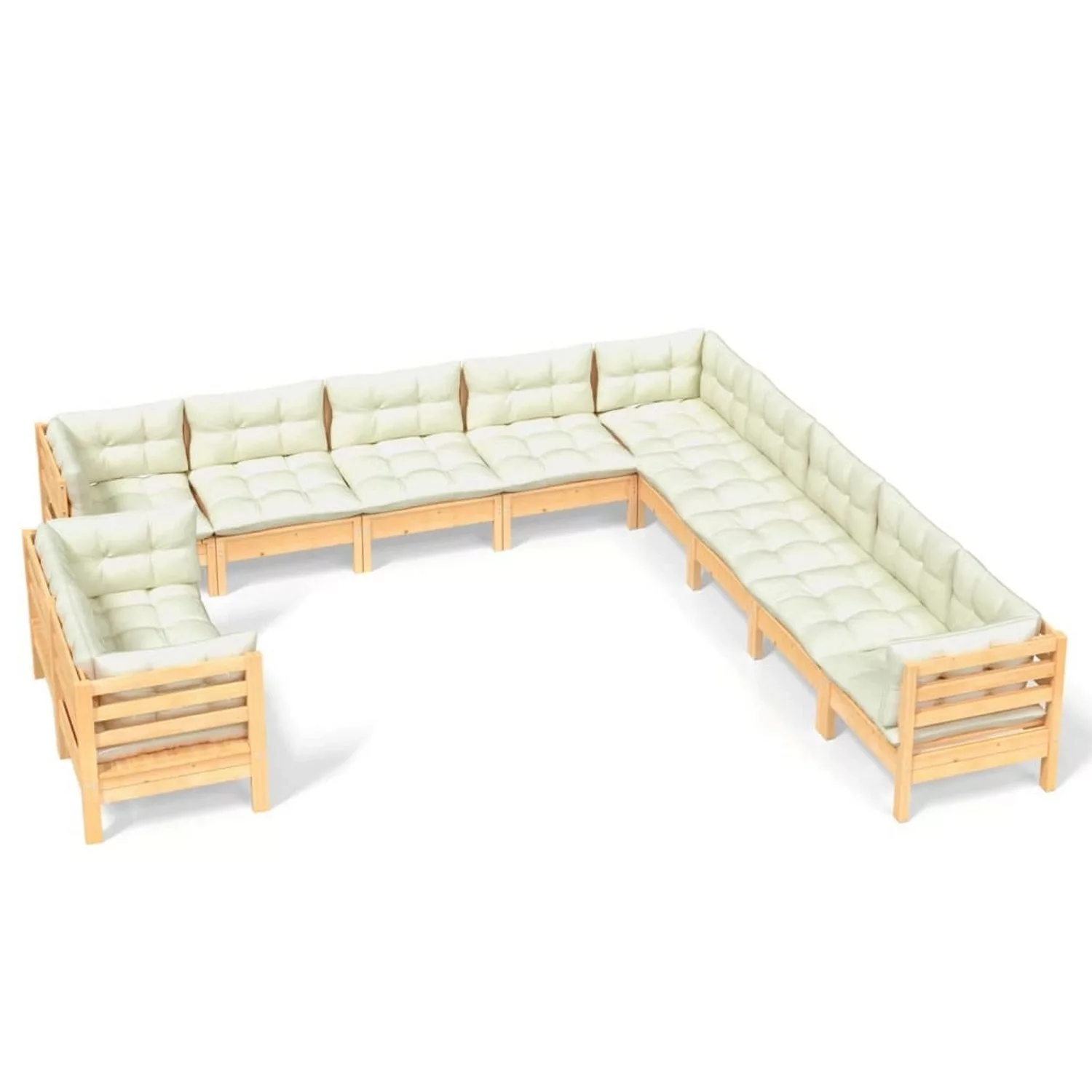 vidaXL 11-tlg Garten-Lounge-Set mit Creme Kissen Massivholz Kiefer Modell 7 günstig online kaufen