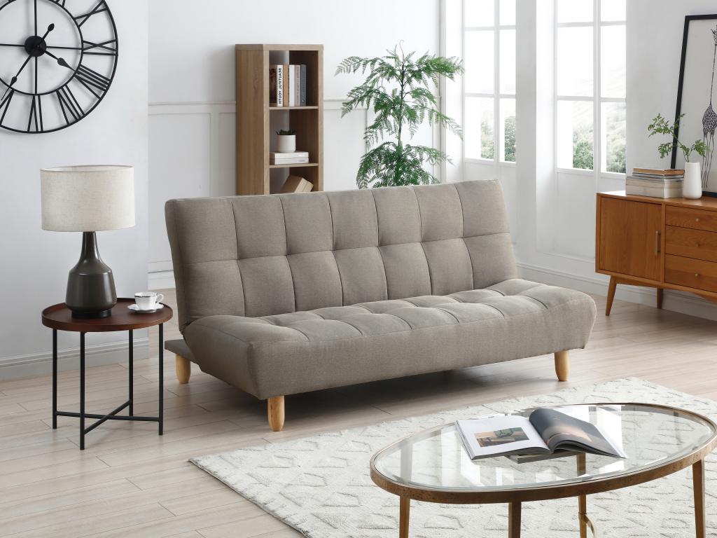 Schlafsofa Klappsofa 3-Sitzer - Stoff - Taupe - ESTEBAN günstig online kaufen