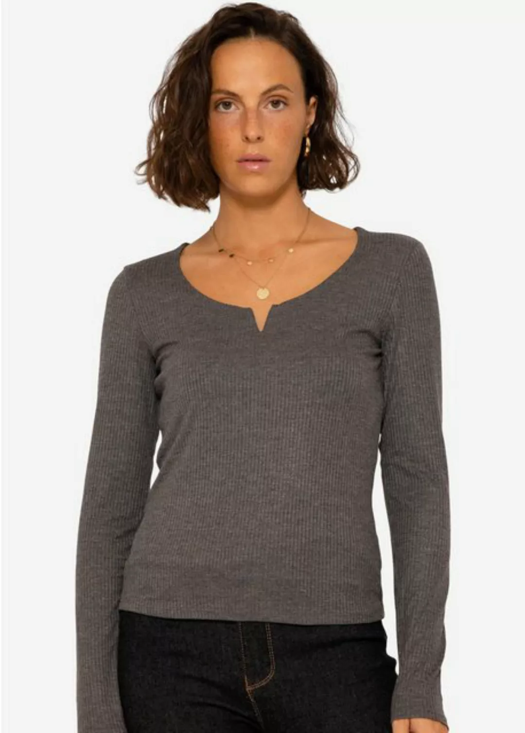 SASSYCLASSY Longshirt Lässiges Shirt mit langen Ärmeln Geripptes Langarmshi günstig online kaufen