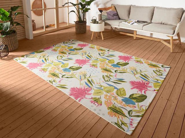 HANSE Home Outdoorteppich »Flowers and Leaves«, rechteckig, 3 mm Höhe, In-& günstig online kaufen