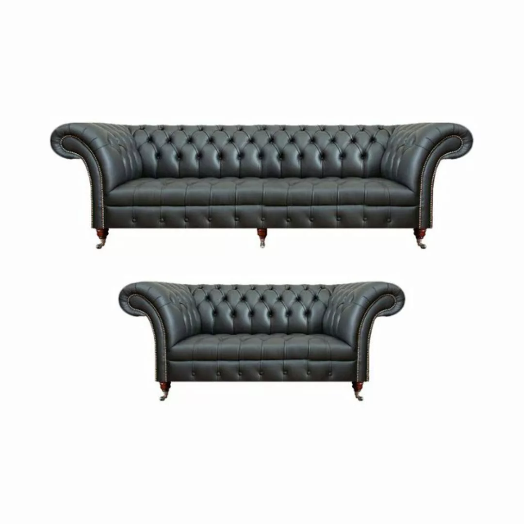JVmoebel Chesterfield-Sofa Komplett 2x Sofas Chesterfield Polstermöbel Lede günstig online kaufen