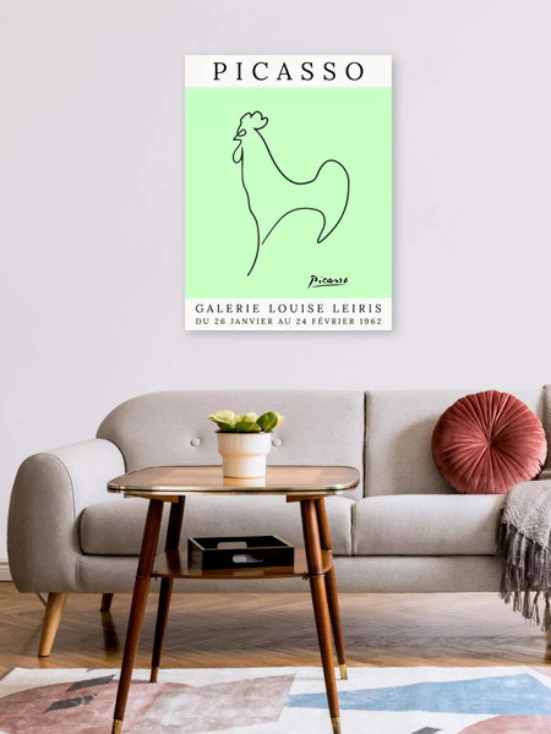 Poster / Leinwandbild - Picasso Hahn – Grün günstig online kaufen