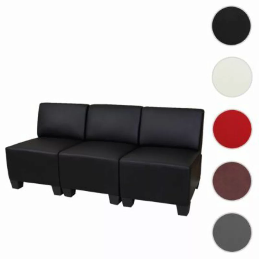 HWC Mendler 3-Sitzer Sofa, schwarz ohne Armlehnen günstig online kaufen