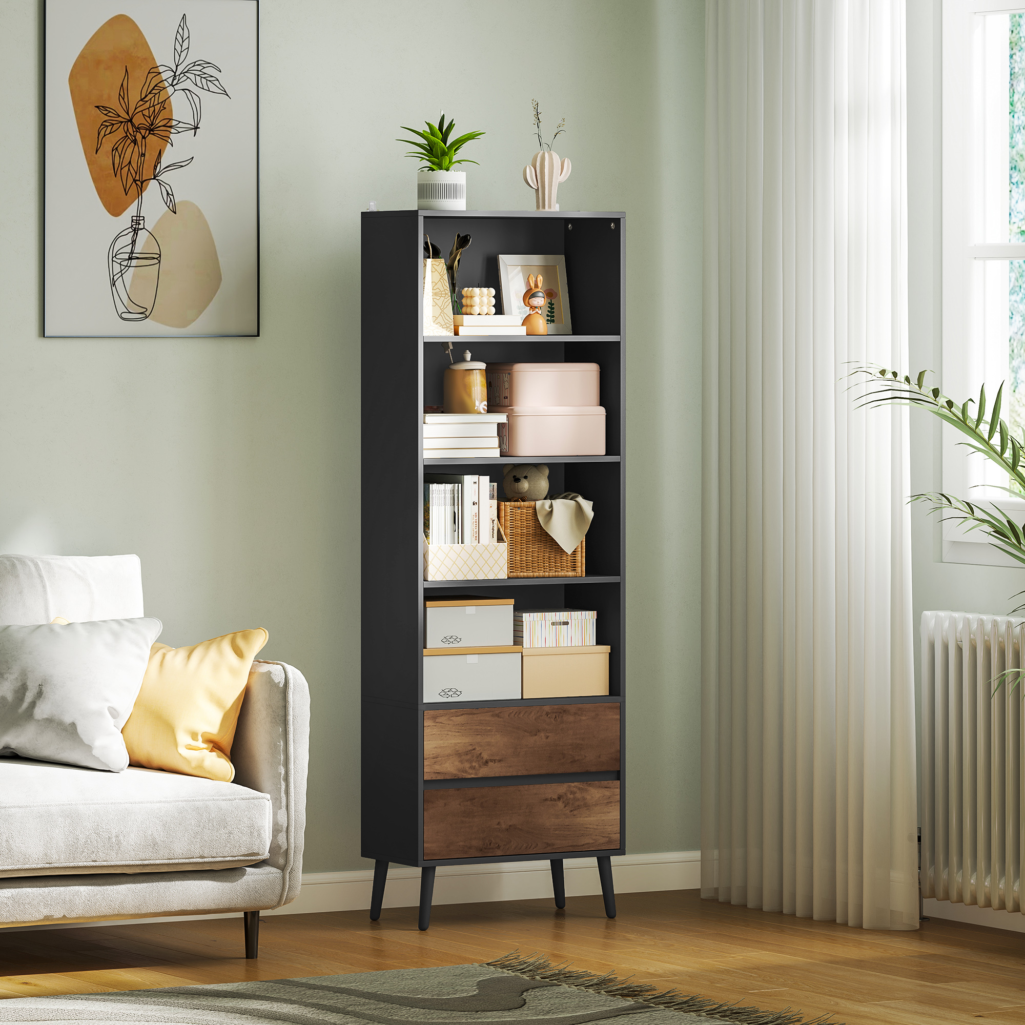 HOMCOM Bücherregal Aufbewahrungsregal Bücherschrank mit 4 offenen Fächern u günstig online kaufen