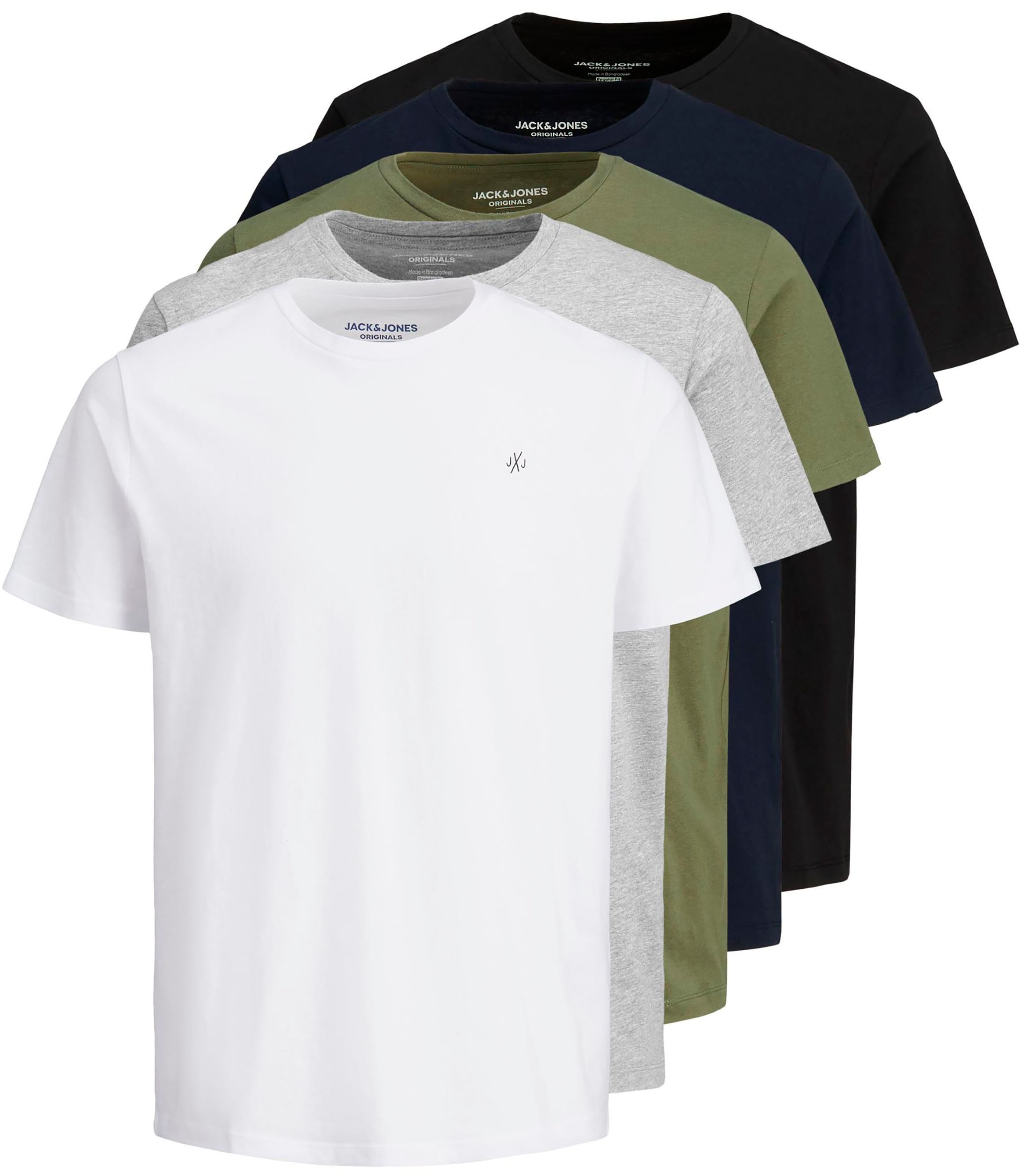 Jack & Jones Herren Rundhals T-Shirt JORJXJ 5er PACK - Regular Fit günstig online kaufen