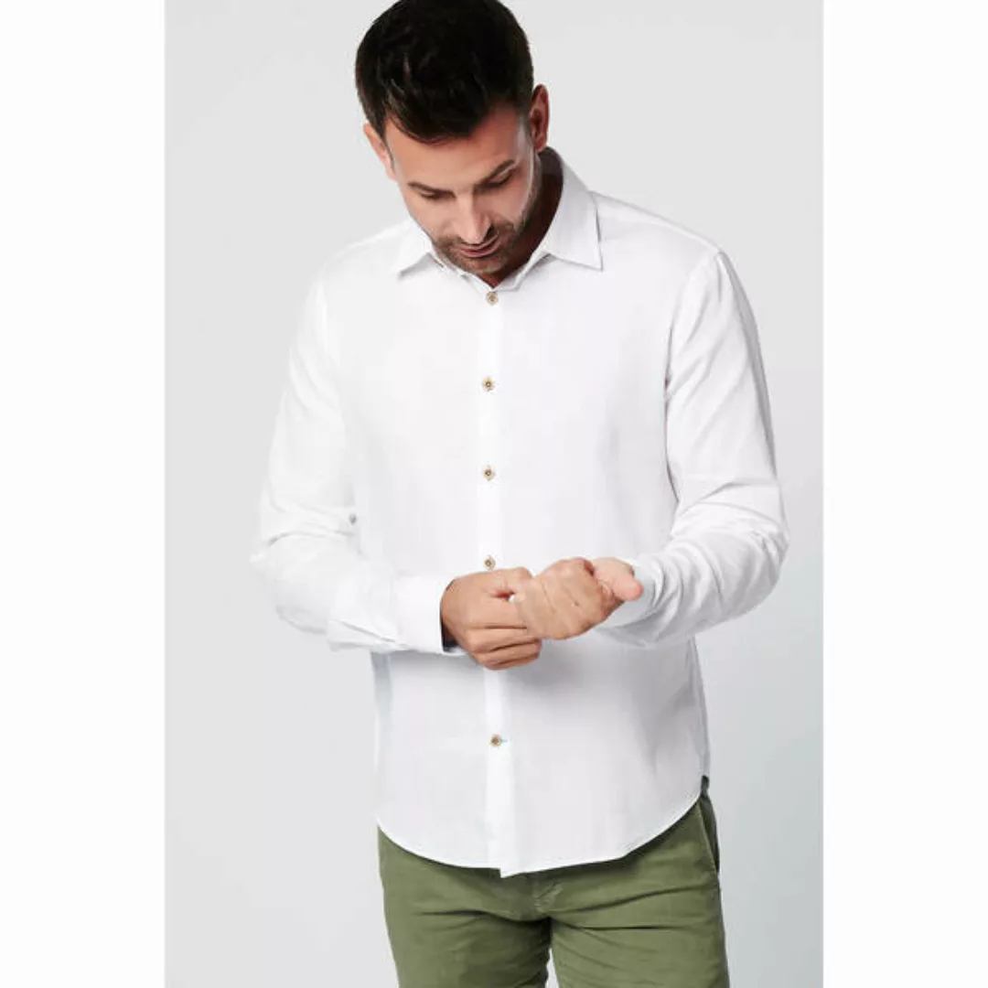Nachhaltige Langarm Herren Hemd White Fun Slim Fit Bio Baumwolle günstig online kaufen