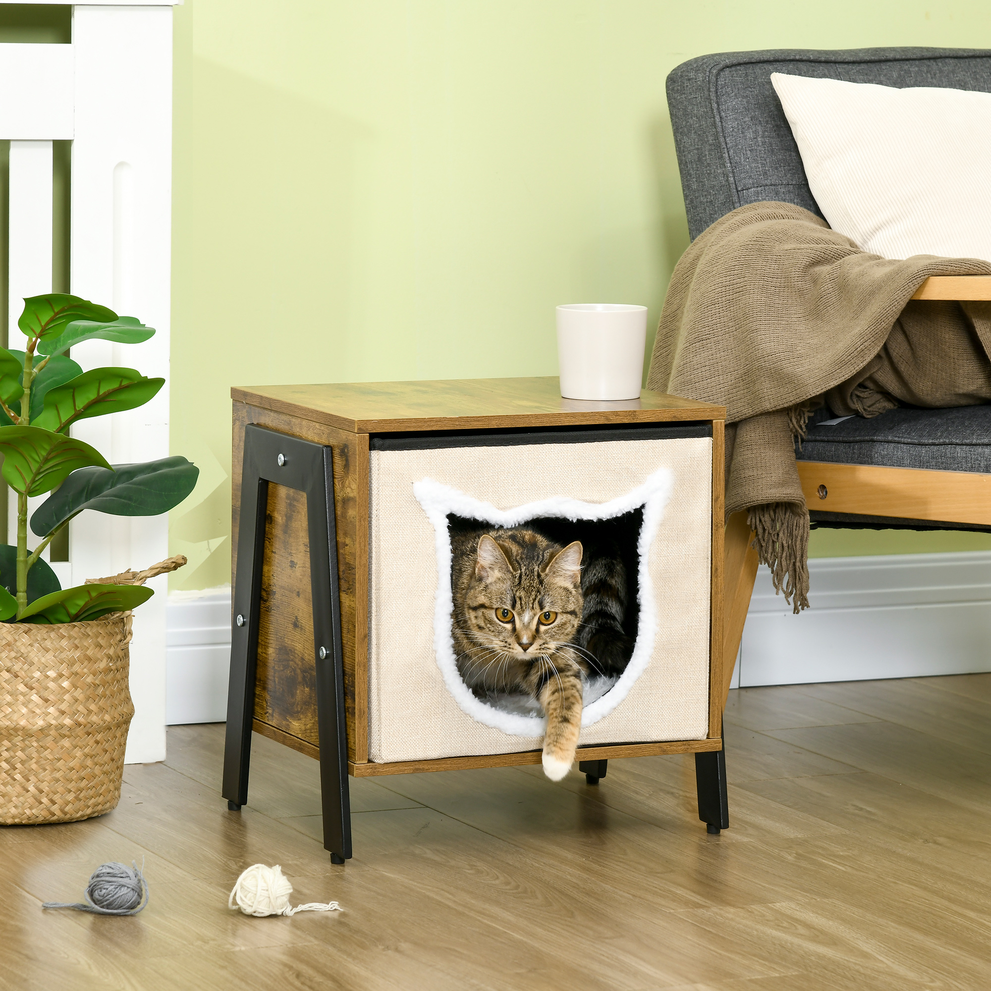 PawHut Katzen-Zubehör braun Edelstahl B/H/L: ca. 34x41x43,5 cm günstig online kaufen