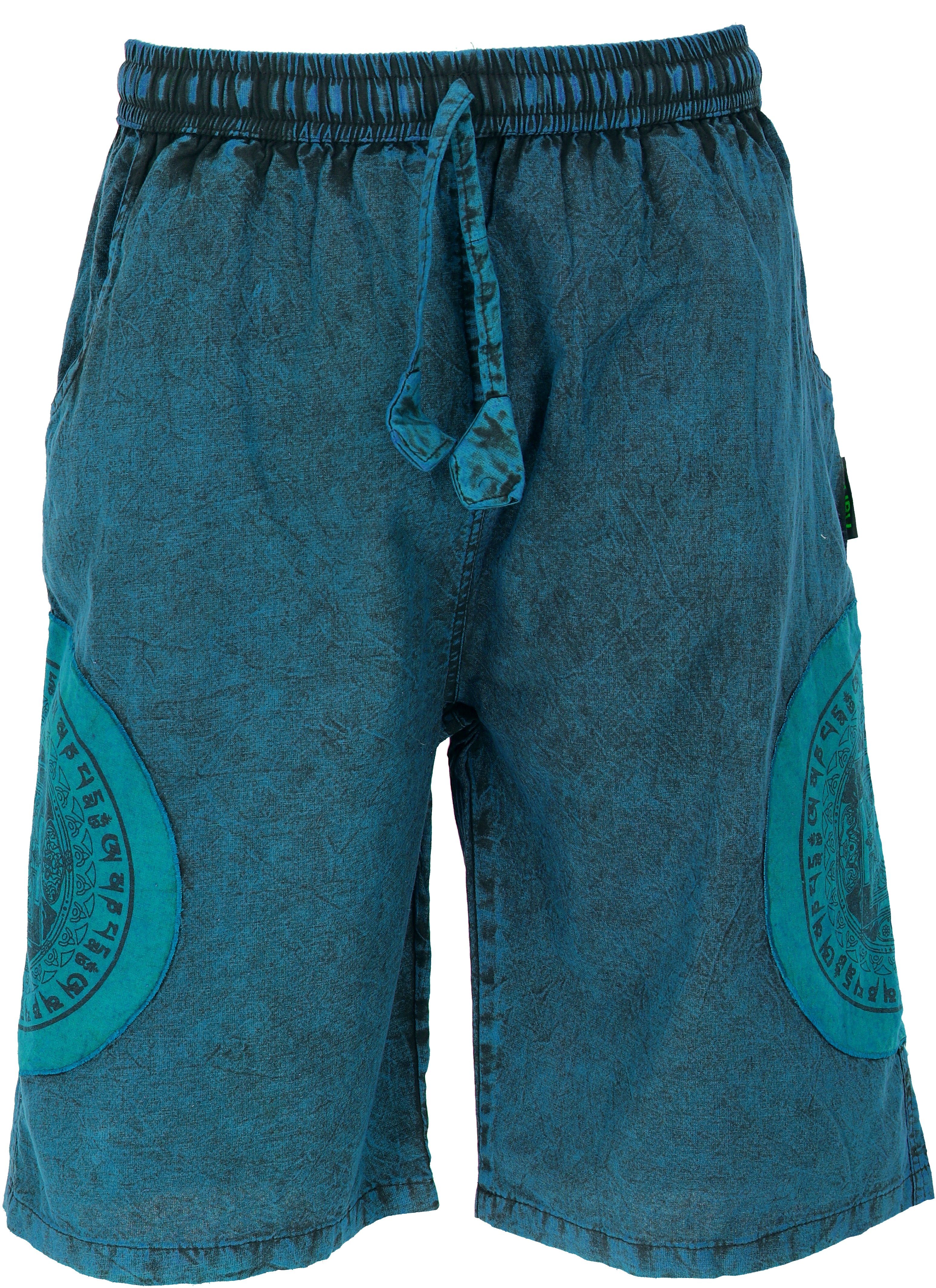 Guru-Shop Relaxhose Ethno Yogashorts, Stonwasch Patchwork günstig online kaufen