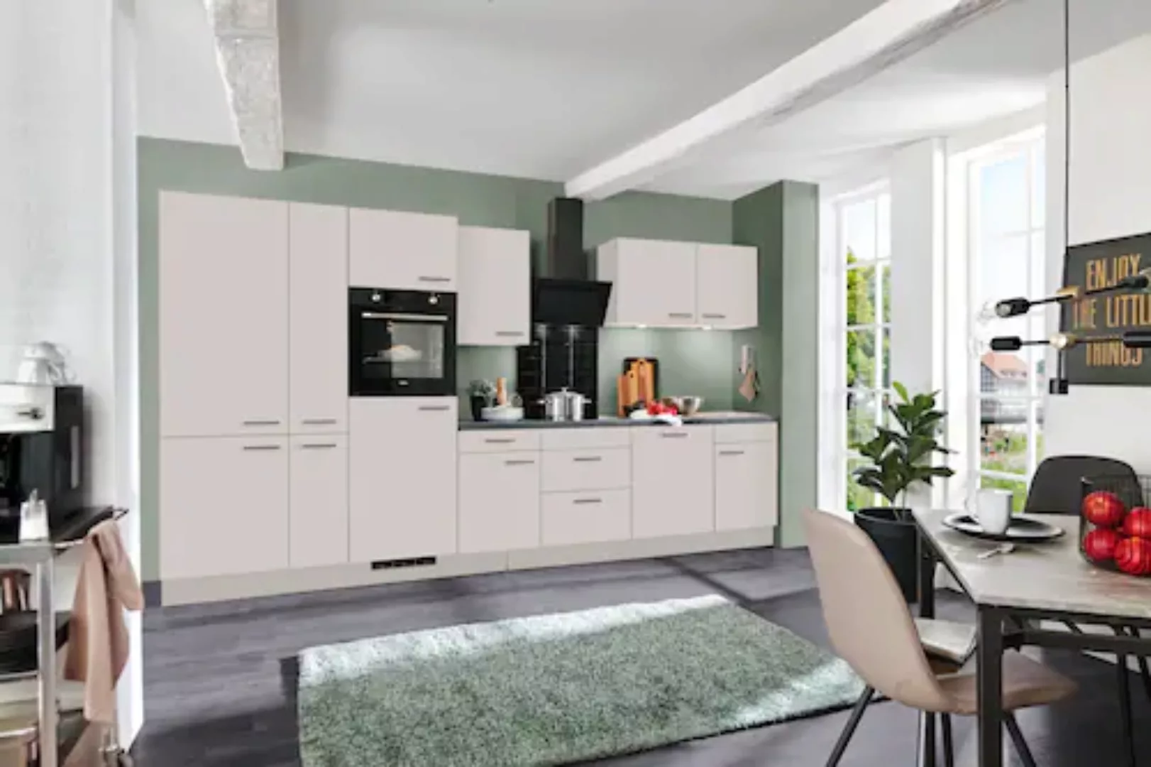 wiho Küchen Küche »Nisos«, Soft-Close, 370 cm, Backofen matt schwarz, Teles günstig online kaufen