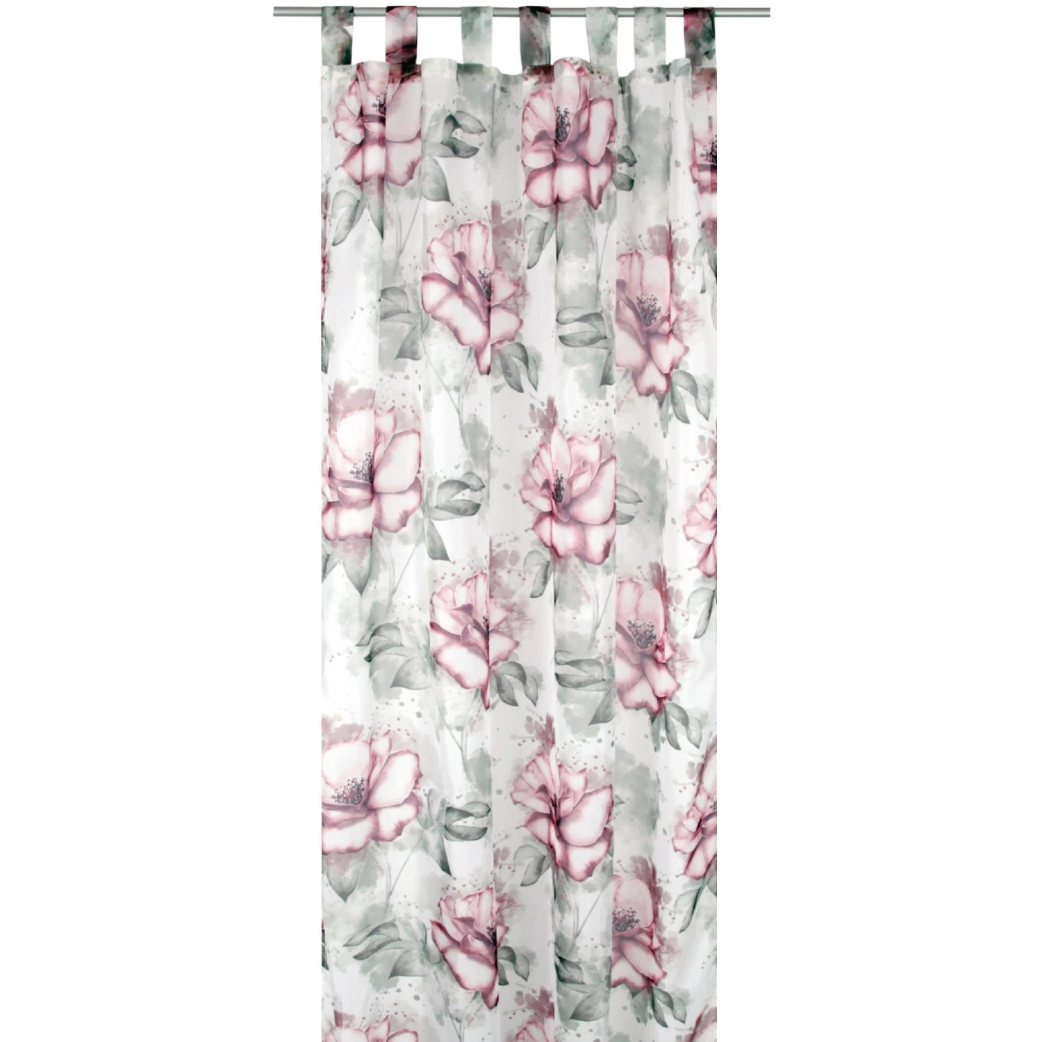 Arsvita Gardine 140 cm x 245 cm Voile mit Druck Flower Schlaufenschal günstig online kaufen