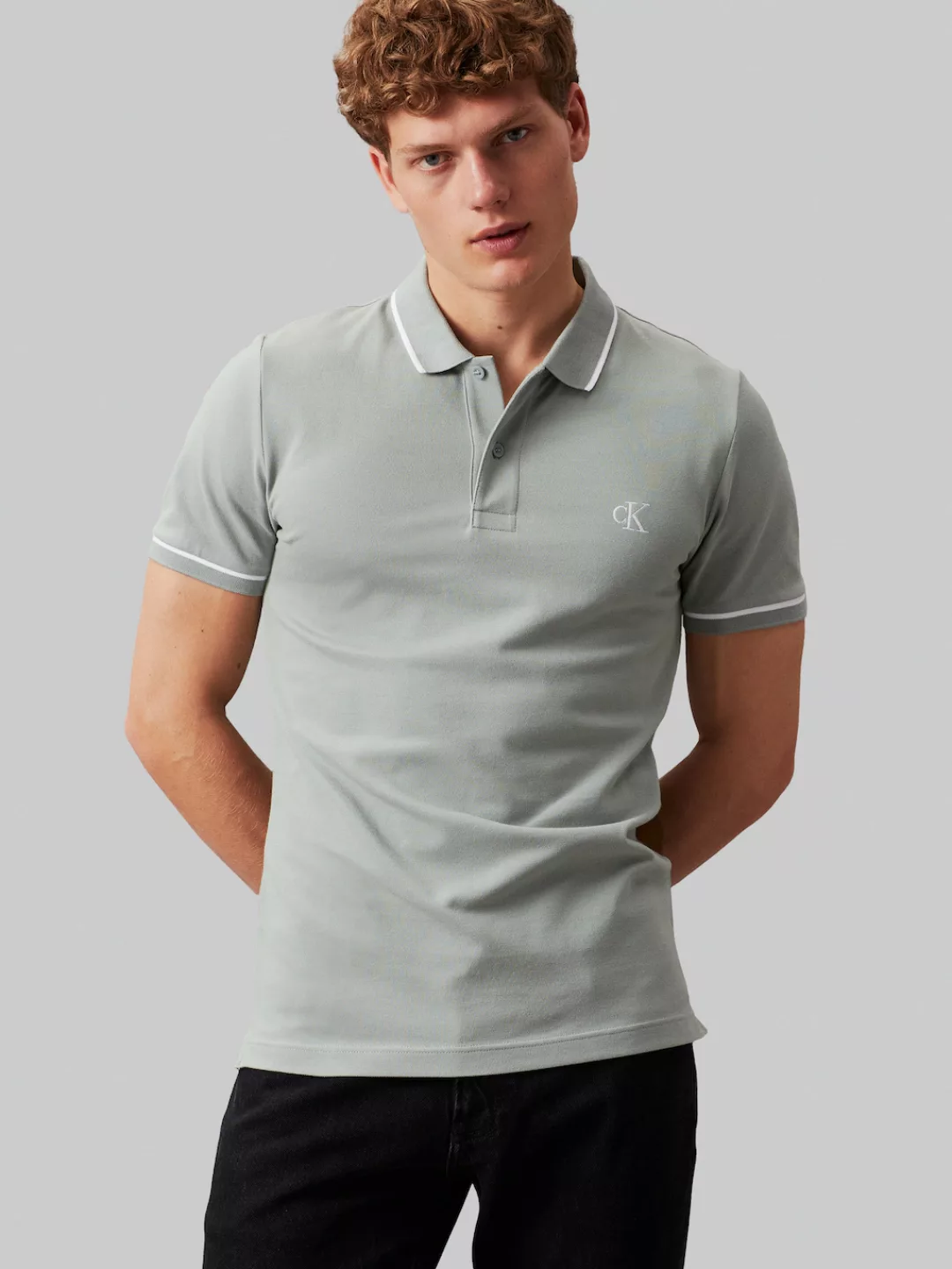 Calvin Klein Jeans Poloshirt "TIPPING SLIM POLO", mit Logomarkenlabel günstig online kaufen