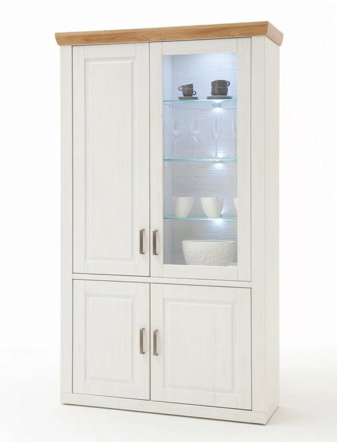 expendio Vitrine Bruneck 5 Pinie weiss 118x210x40 cm Landhausstil montiert günstig online kaufen