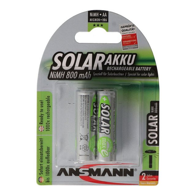 ANSMANN AG Solar Akku AA, 2 Stück, 800 mAh 1,2V NiMh Akku 800 mAh (1.2 V) günstig online kaufen