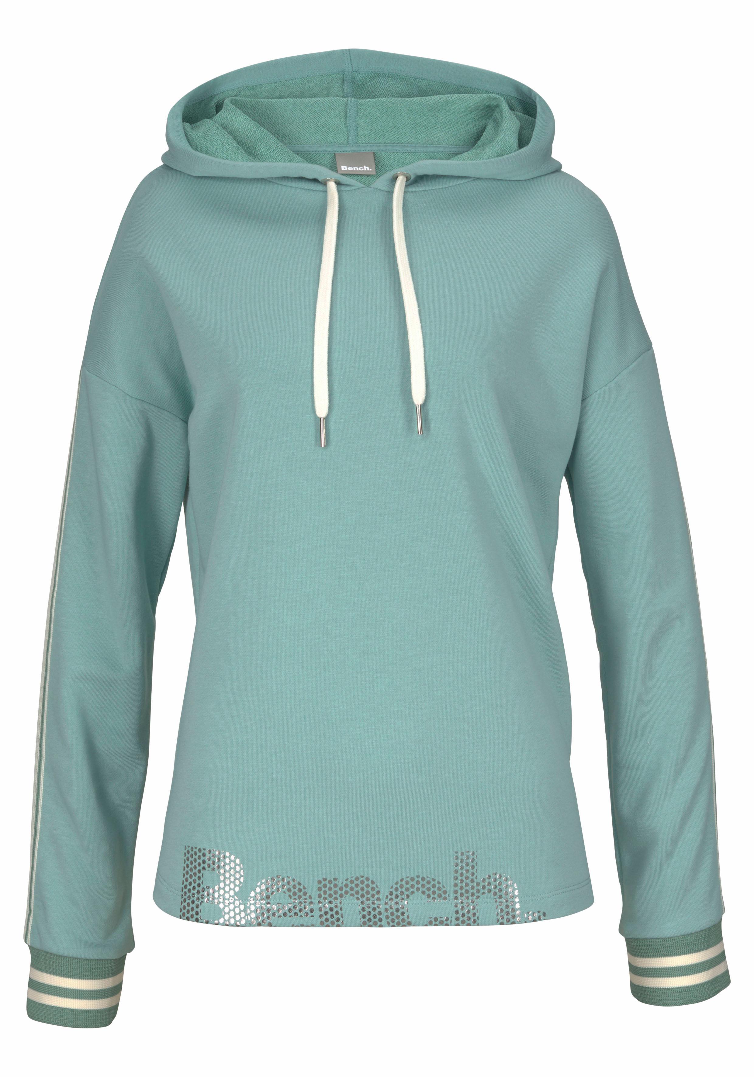 Bench. Kapuzensweatshirt mit gestreiftem Bund und Glanzprint, Loungewear, L günstig online kaufen