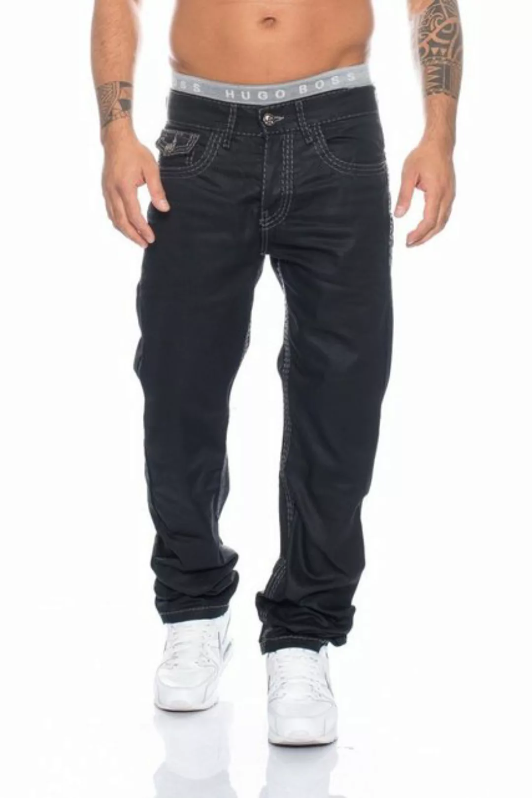 Cipo & Baxx Regular-fit-Jeans Herren Jeans Hose mit stylischen Applikatione günstig online kaufen