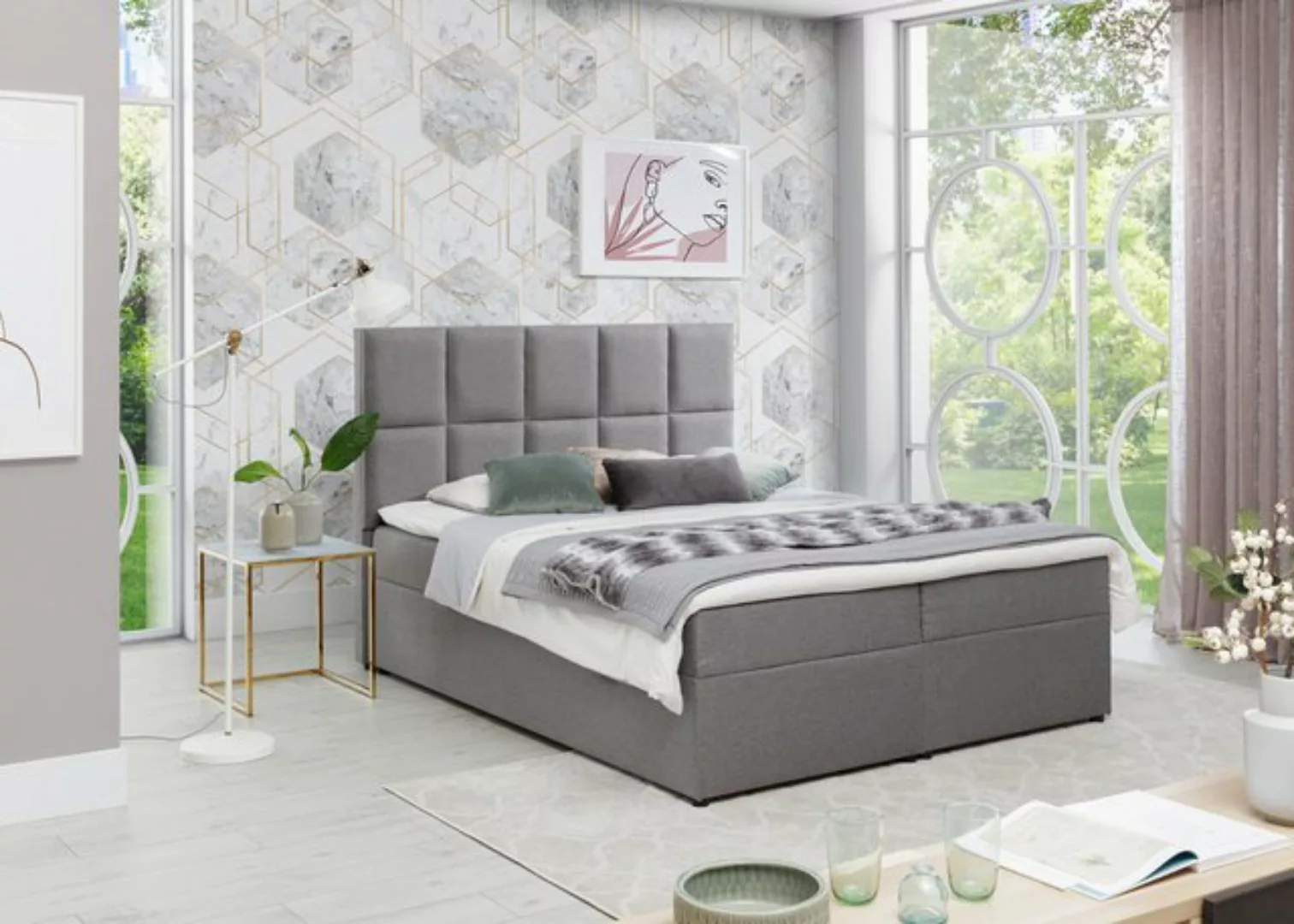 ALTDECOR Boxspringbett ALYSSA (H3 Matratze Bonellfederung, Topper, Kopfteil günstig online kaufen