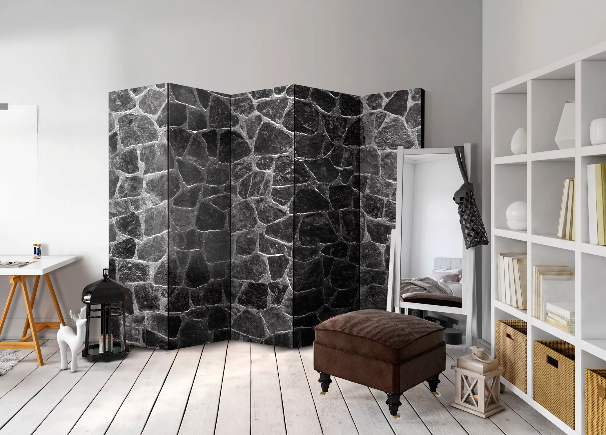 5-teiliges Paravent - Black Stones Ii [room Dividers] günstig online kaufen