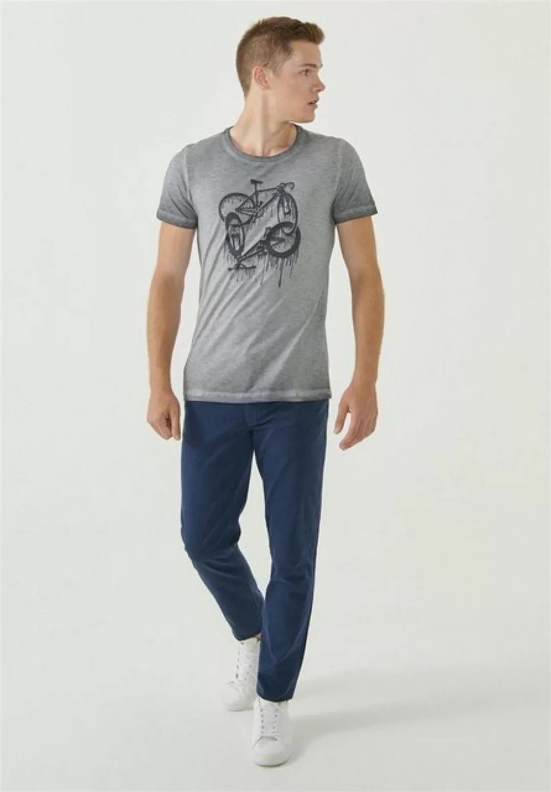 Cold Pigment Dyed T-shirt Aus Bio-baumwolle Mit Fahrrad-print günstig online kaufen