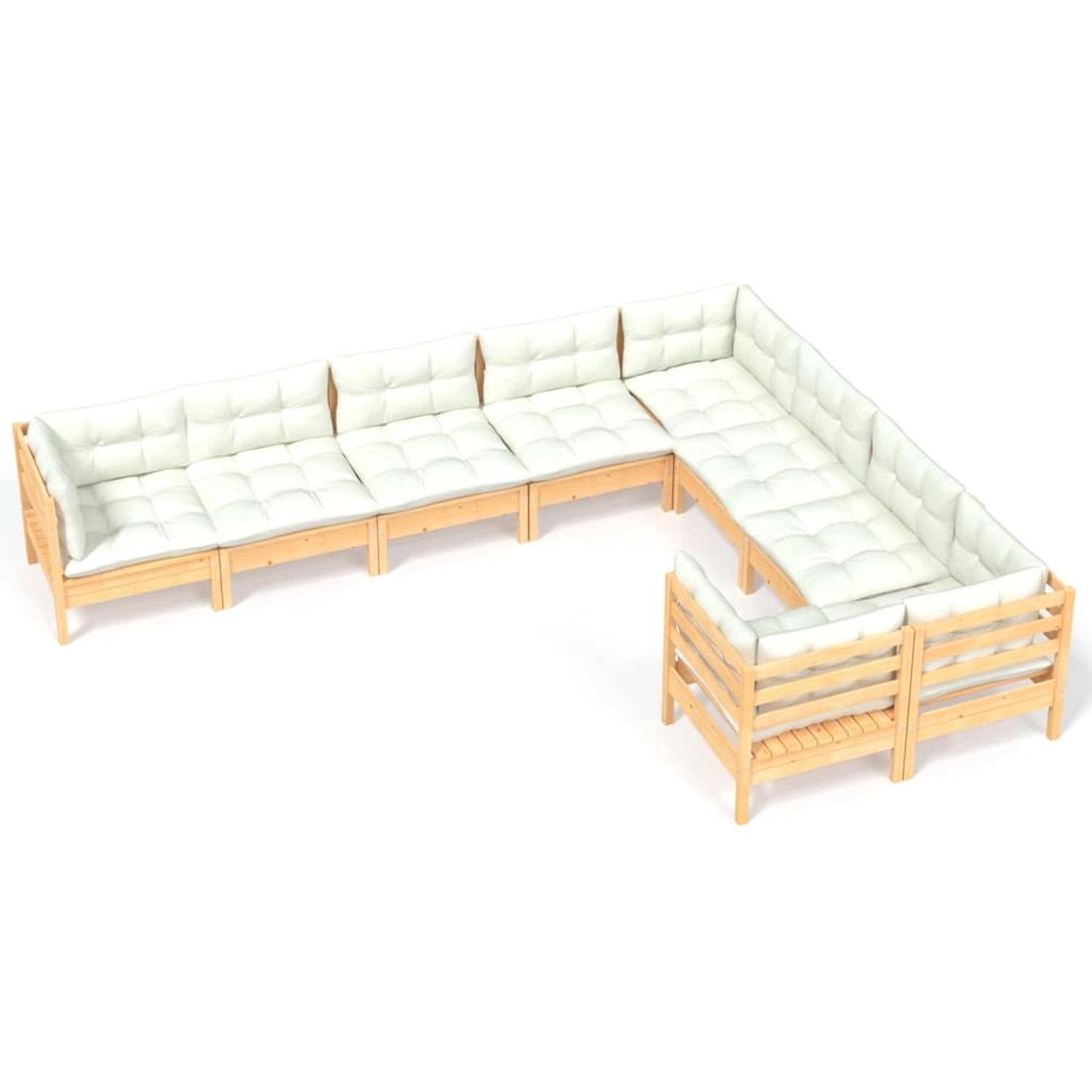 vidaXL 9-tlg Garten-Lounge-Set mit Creme Kissen Kiefernholz Modell 6 günstig online kaufen