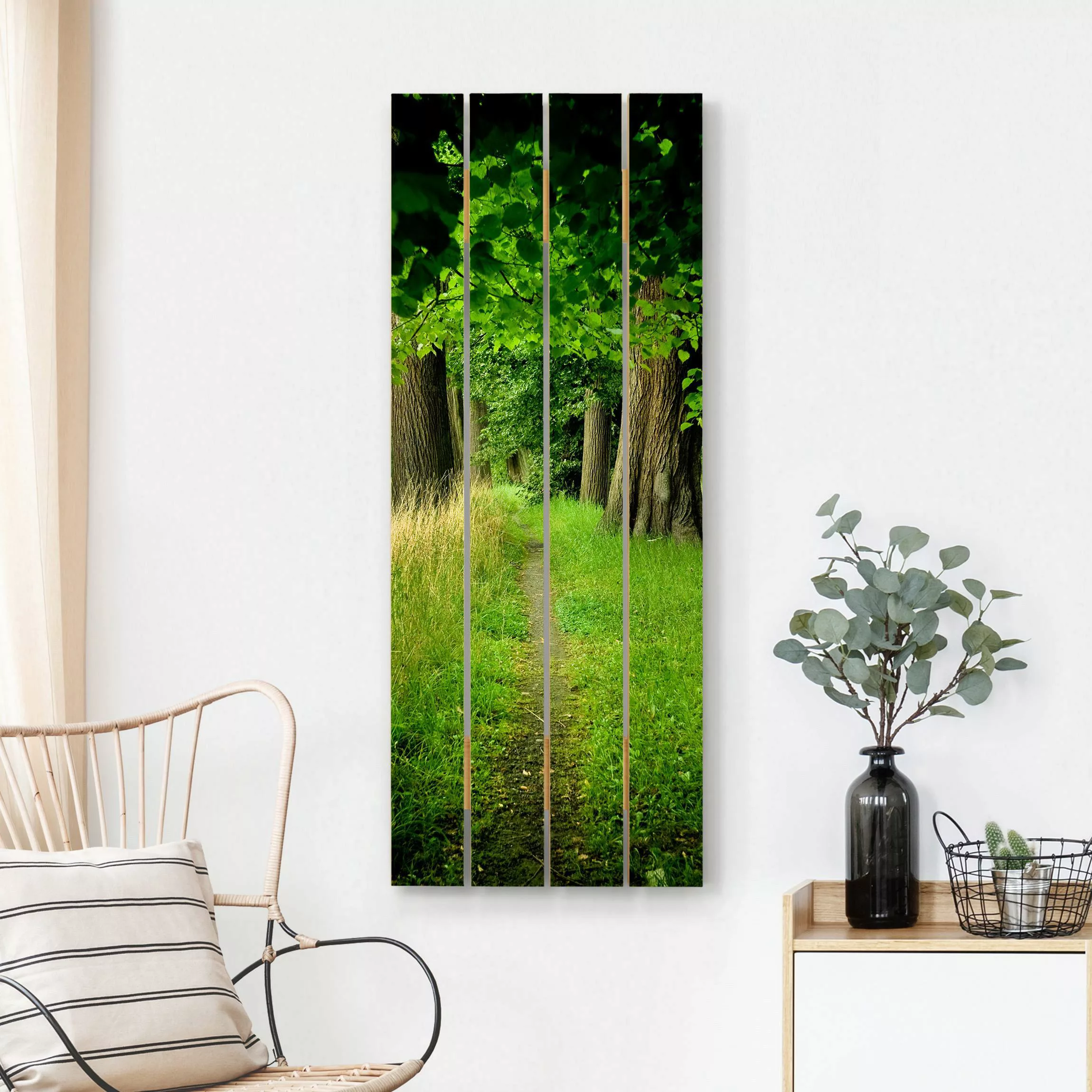 Holzbild Plankenoptik Natur & Landschaft - Hochformat Verborgene Lichtung günstig online kaufen