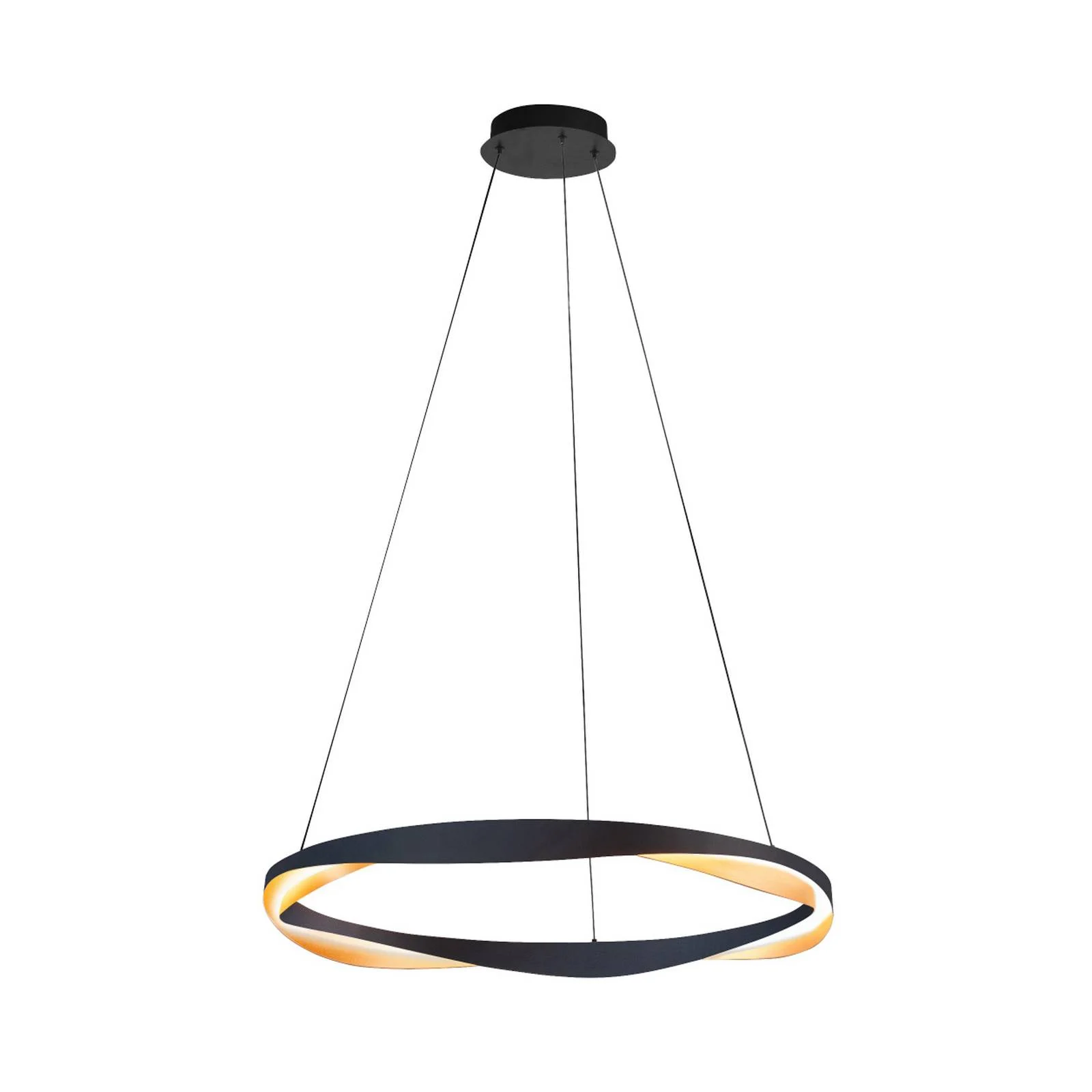 LED-Hängelampe Ascoli, Ø 85 cm, schwarz/gold, Metall, dim günstig online kaufen