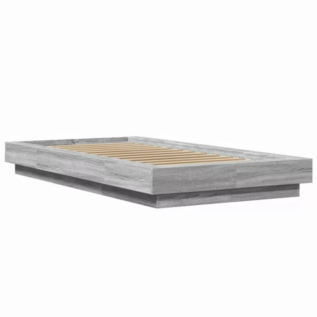 vidaXL Bett Bettgestell mit LED Grau Sonoma 75x190 cm Holzwerkstoff günstig online kaufen