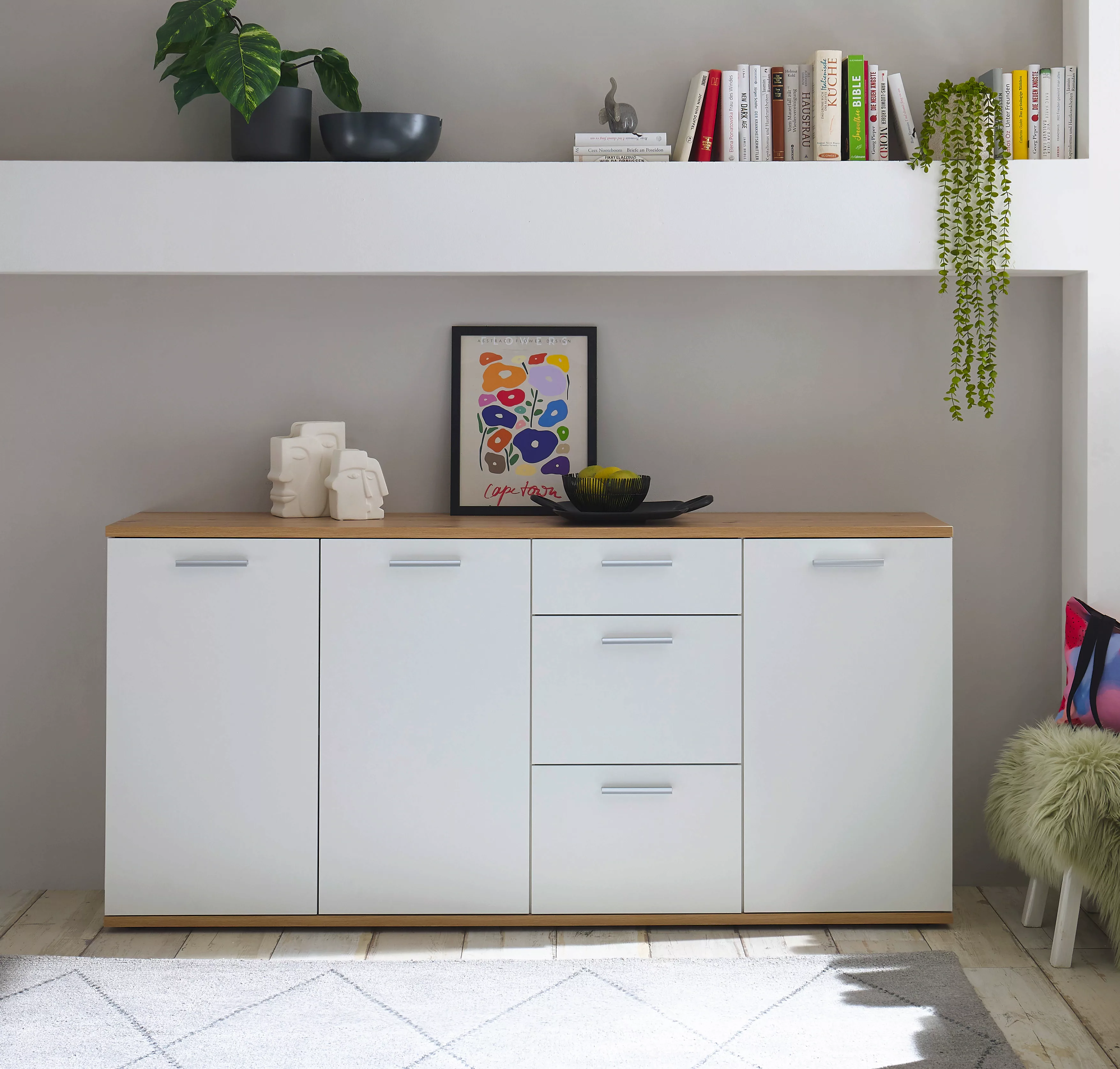 HBZ Kommode "BC1035 weiß matt, BxHxT 180x86x38 cm", Sideboard mit 3 Türen, günstig online kaufen