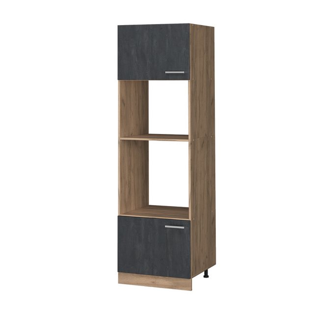 Livinity® Mikrowellenumbauschrank Küchenhochschrank R-Line 60 cm GKO Schwar günstig online kaufen